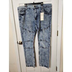 KAALU Blue Jeans NWT Men's  Acid Wash Hip Hop Tapered Relaxed Urban 42x32